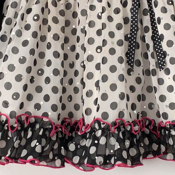 Bonnie Baby Black Velvet Polka Dot Dress Pink Rose 18M - Picture 3 of 14